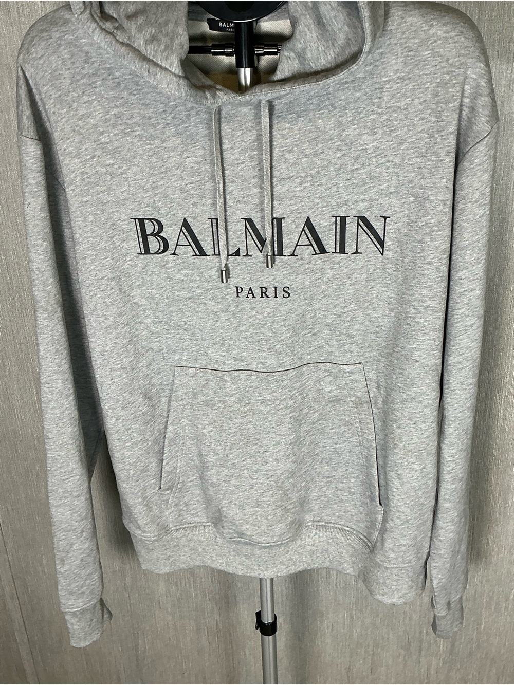 Balmain Paris Men's Grey Logo Hoodie Size 2XL - Picture 9 of 16